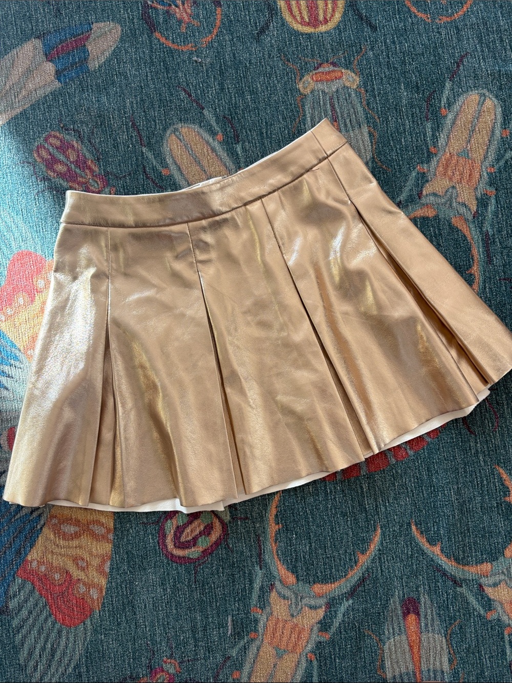J Crew Gold Metallic Pleated Mini Skirt 8